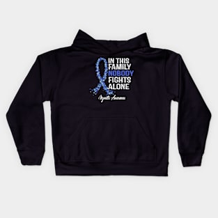 In This Family Nobody Fights Alone Myositis Awareness Kids Hoodie